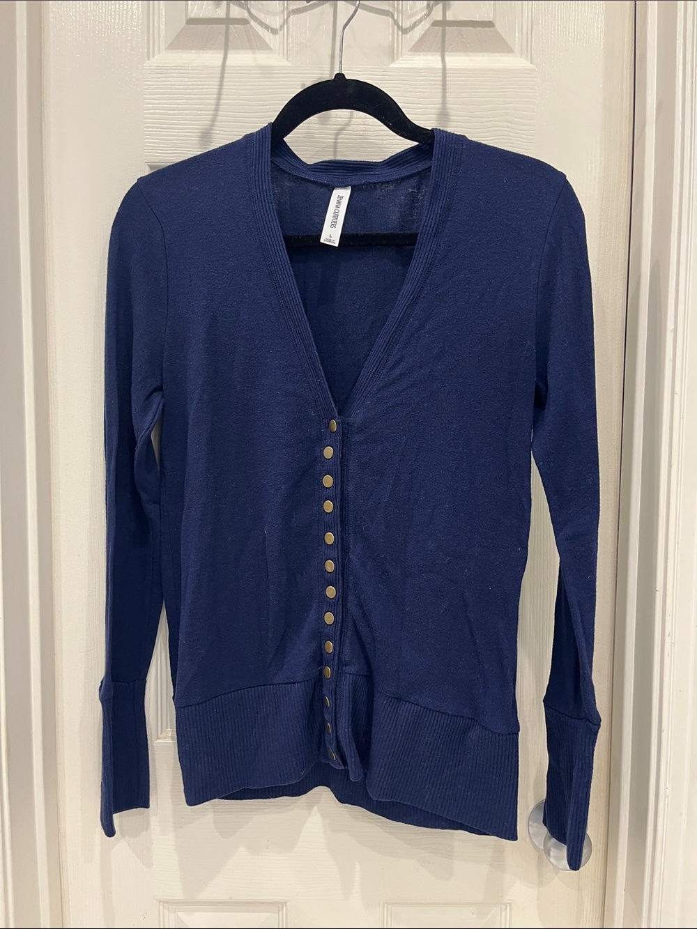 Zenana Outfitters Navy V-Neck Button-Front Cardigan